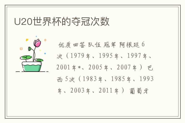 U20世界杯的夺冠次数
