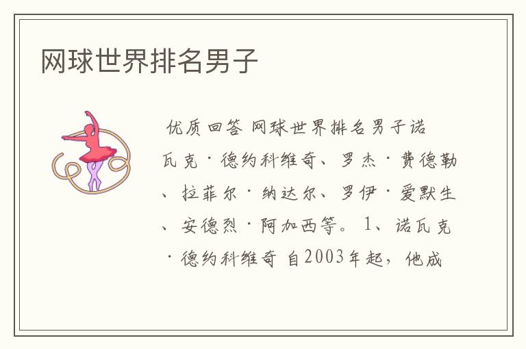 网球世界排名男子