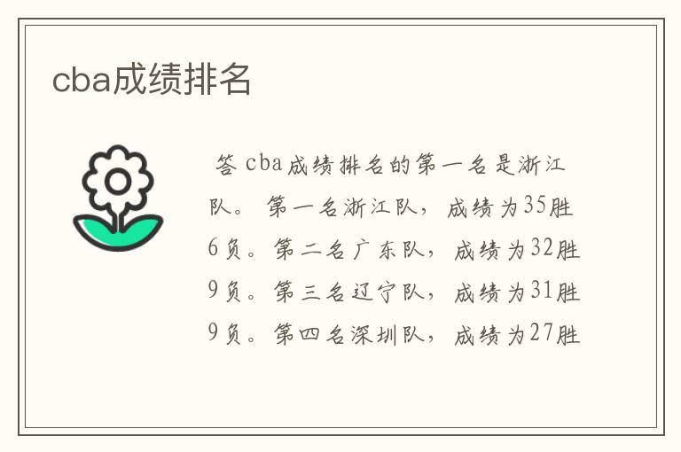 cba成绩排名