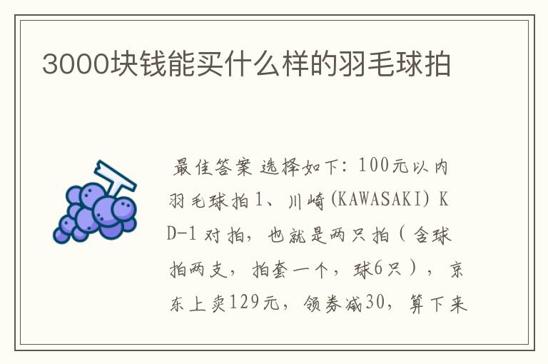 3000块钱能买什么样的羽毛球拍