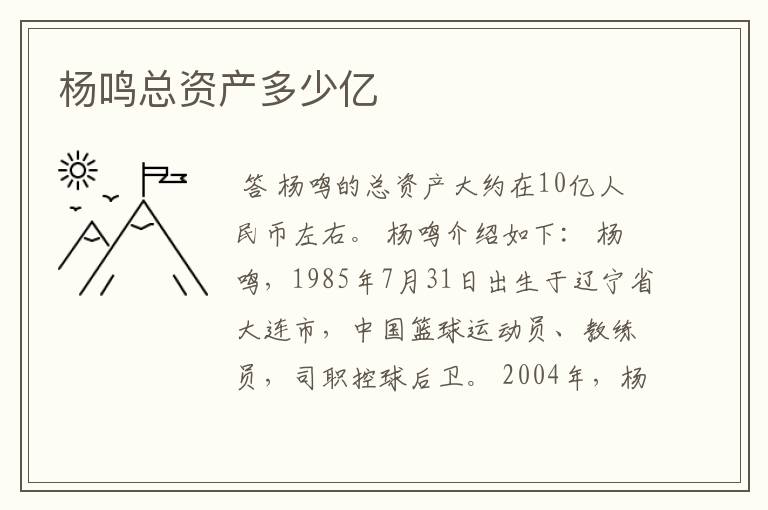杨鸣总资产多少亿