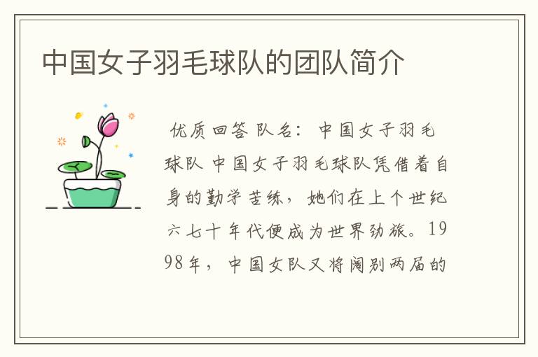 中国女子羽毛球队的团队简介