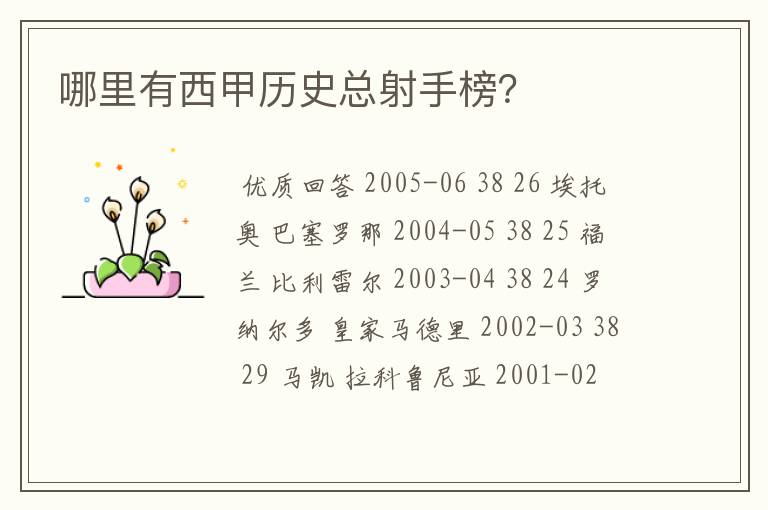 哪里有西甲历史总射手榜?