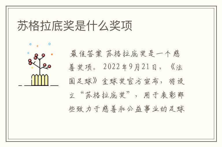 苏格拉底奖是什么奖项