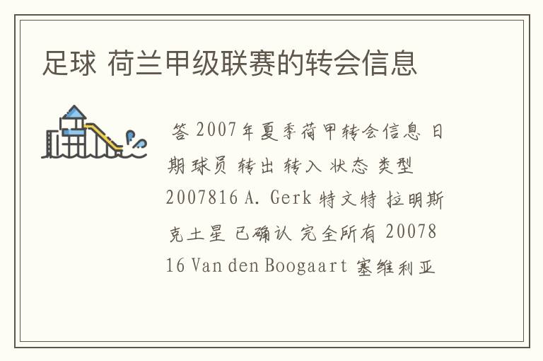 足球 荷兰甲级联赛的转会信息