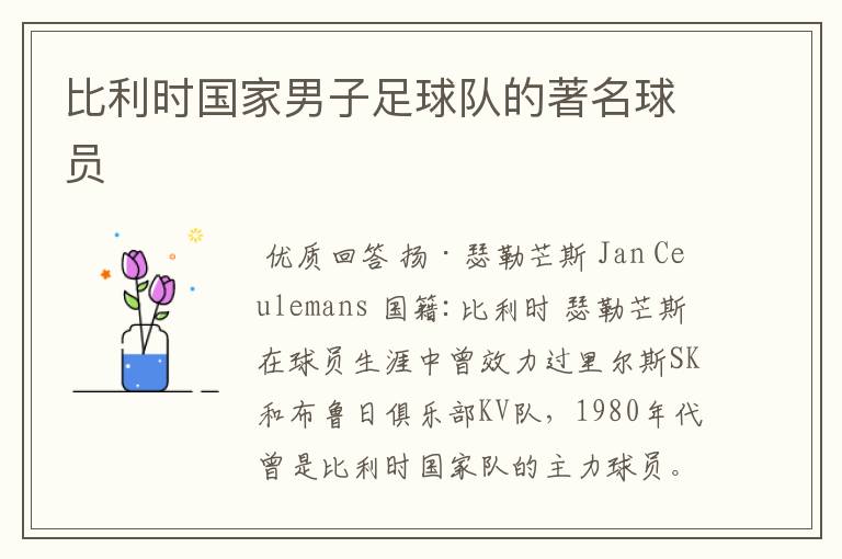 比利时国家男子足球队的著名球员