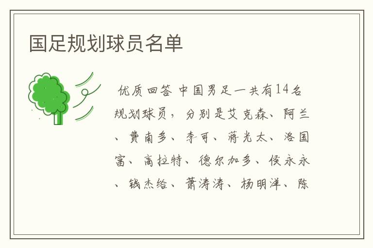 国足规划球员名单