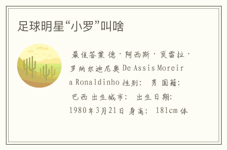 足球明星“小罗”叫啥