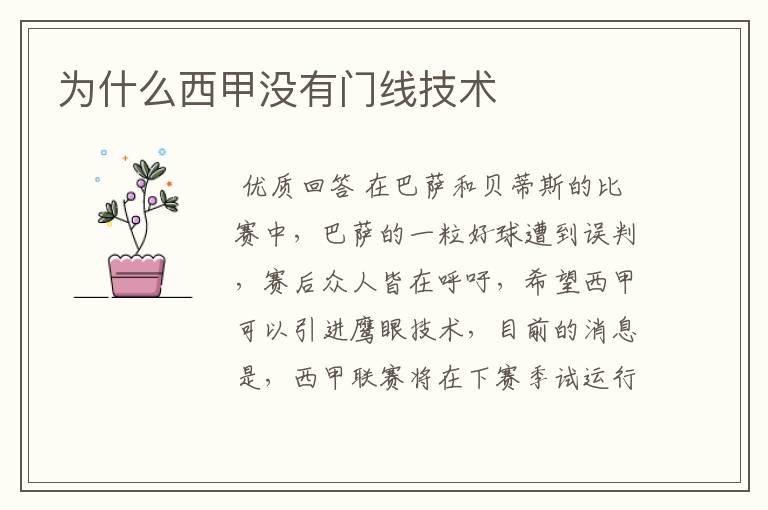 为什么西甲没有门线技术