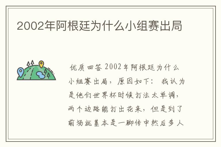 2002年阿根廷为什么小组赛出局