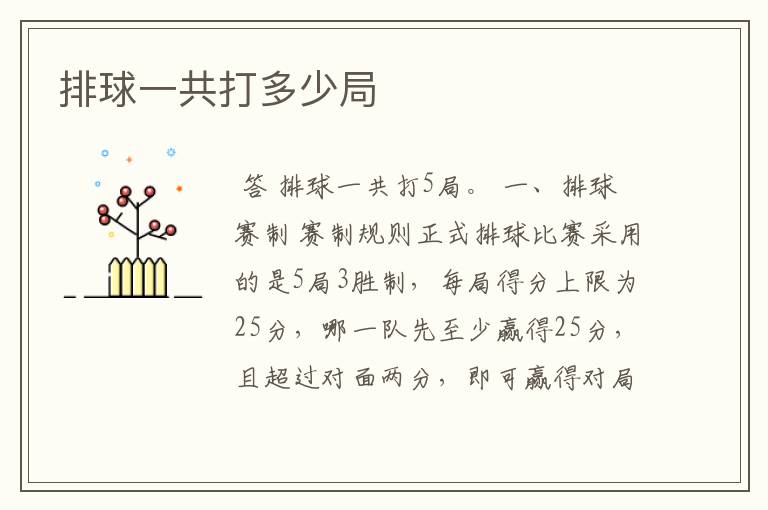 排球一共打多少局