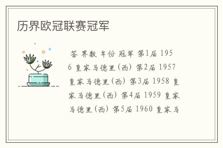 历界欧冠联赛冠军