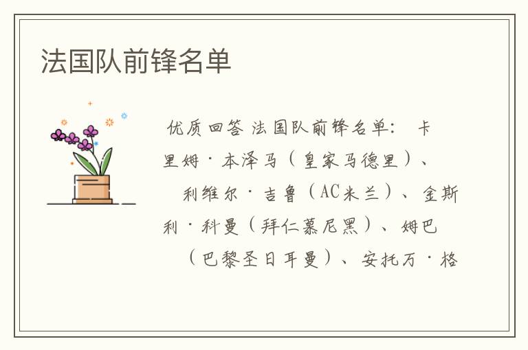 法国队前锋名单