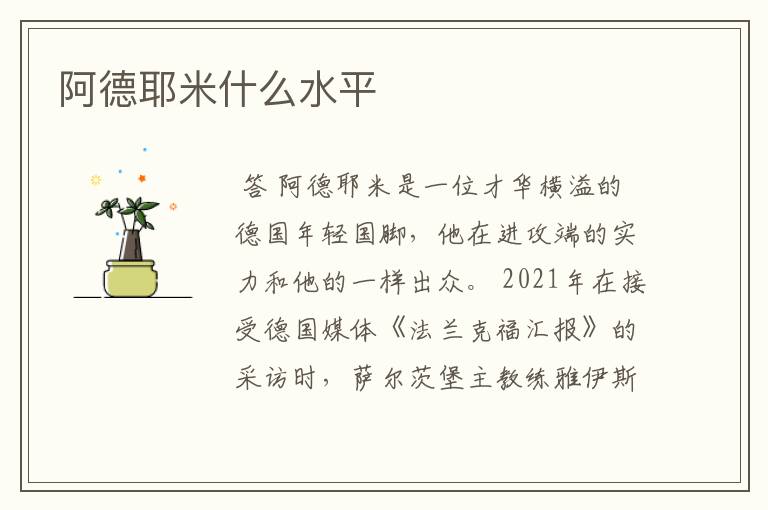 阿德耶米什么水平