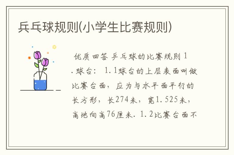 兵乓球规则(小学生比赛规则)