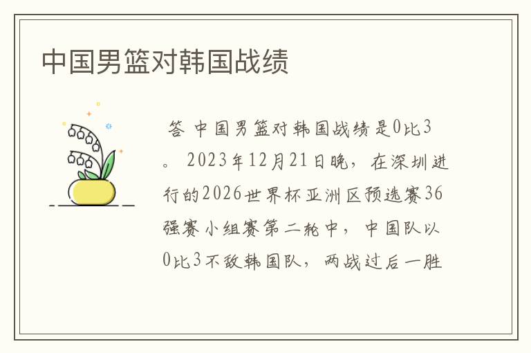 中国男篮对韩国战绩
