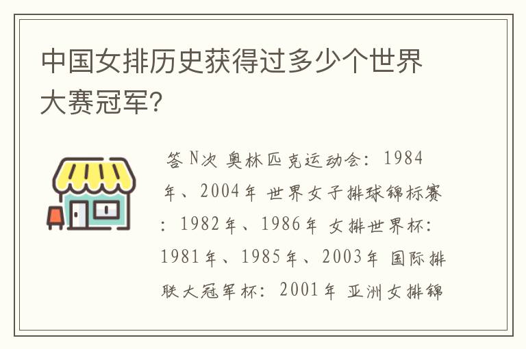 中国女排历史获得过多少个世界大赛冠军?