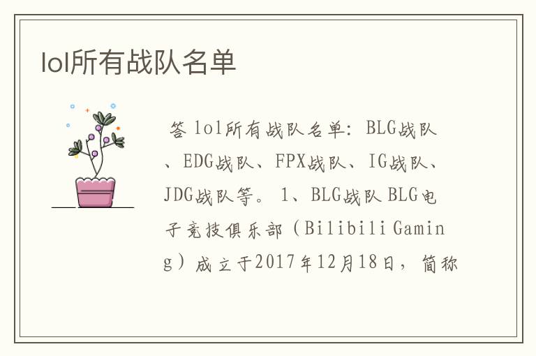 lol所有战队名单
