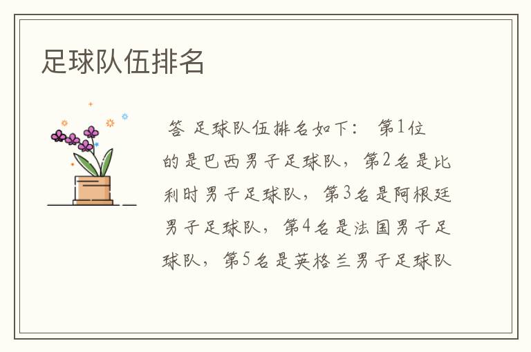足球队伍排名