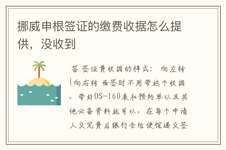 挪威申根签证的缴费收据怎么提供,没收到