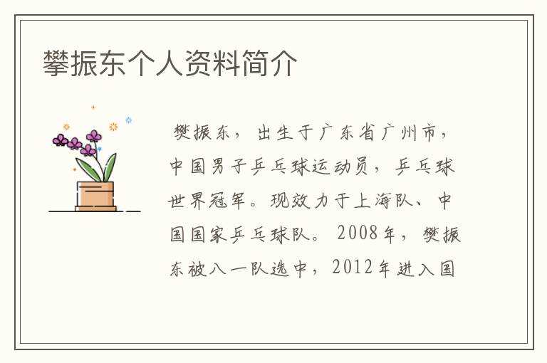 攀振东个人资料简介