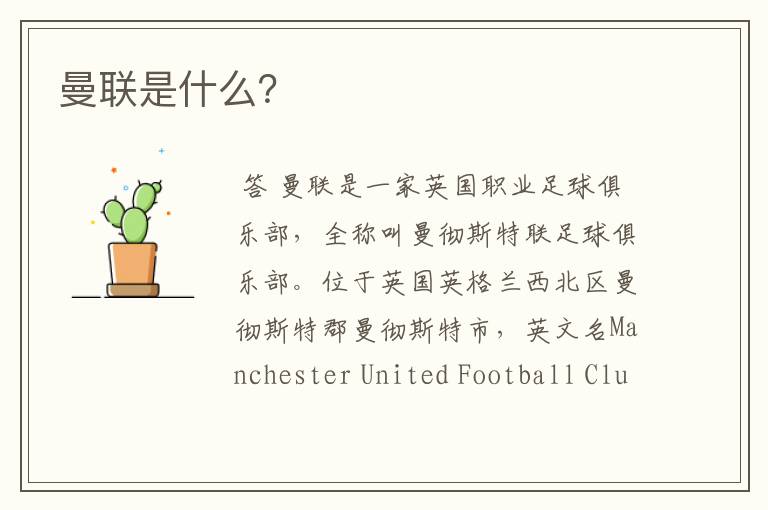 曼联是什么?