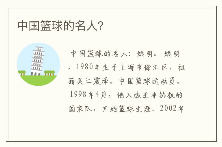 中国篮球的名人?
