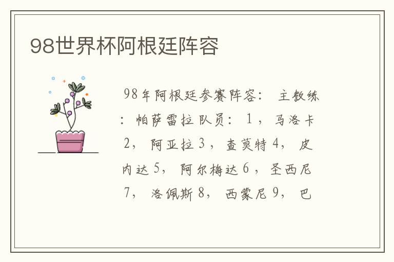 98世界杯阿根廷阵容
