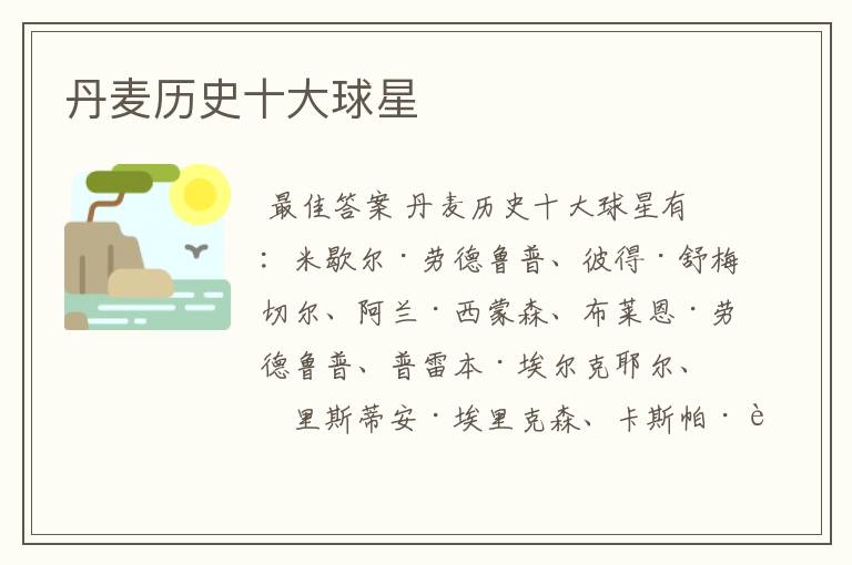 丹麦历史十大球星