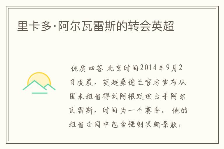 里卡多·阿尔瓦雷斯的转会英超