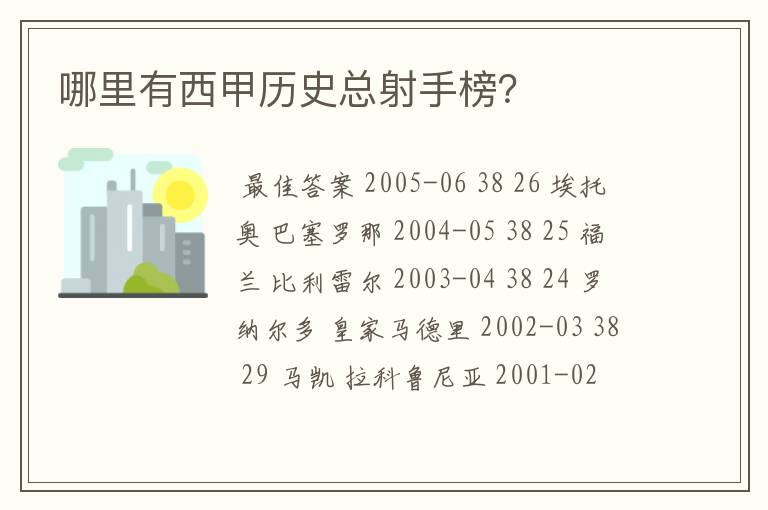 哪里有西甲历史总射手榜?