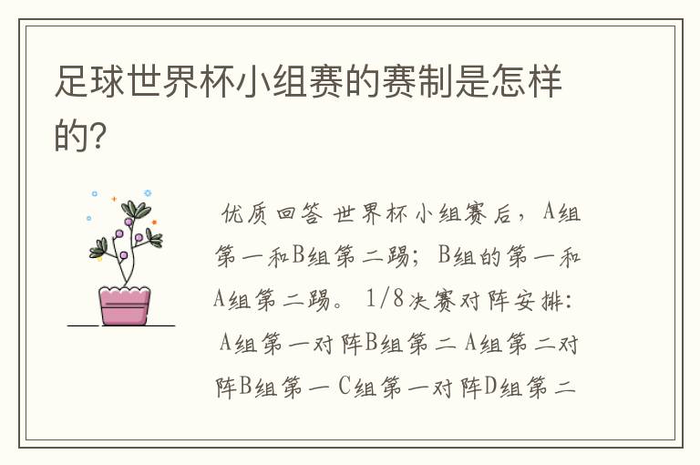 足球世界杯小组赛的赛制是怎样的?