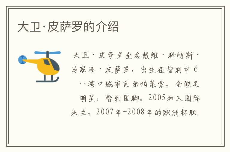 大卫·皮萨罗的介绍