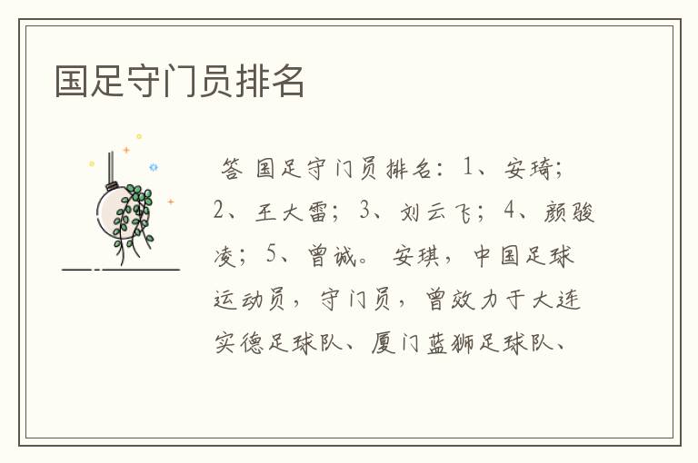 国足守门员排名