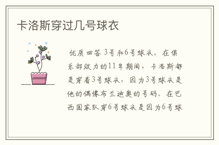 卡洛斯穿过几号球衣