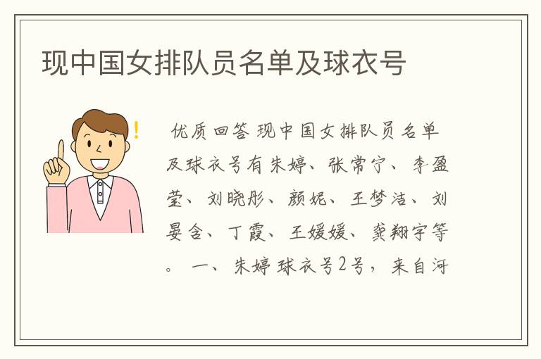 现中国女排队员名单及球衣号