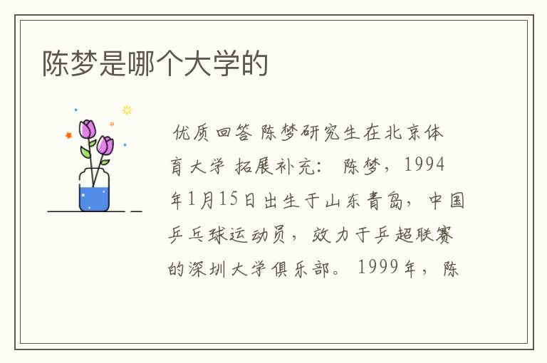 陈梦是哪个大学的