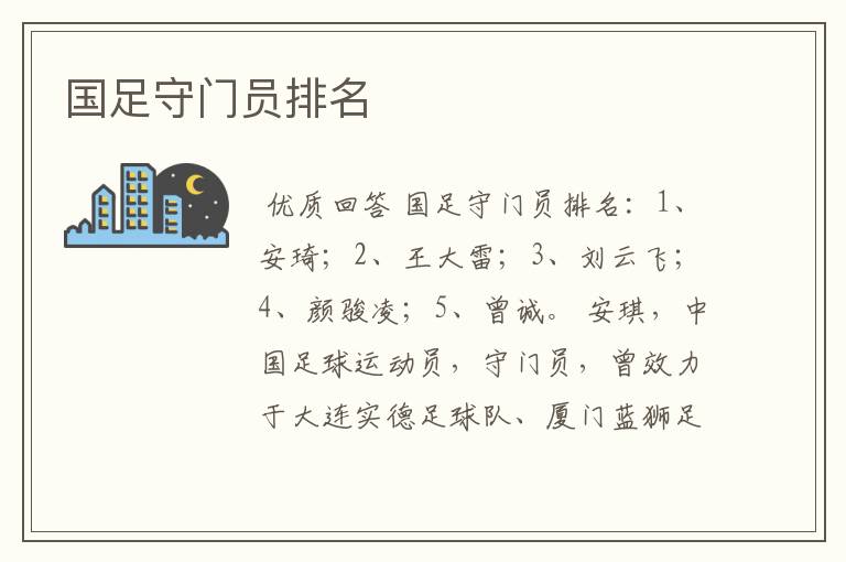 国足守门员排名