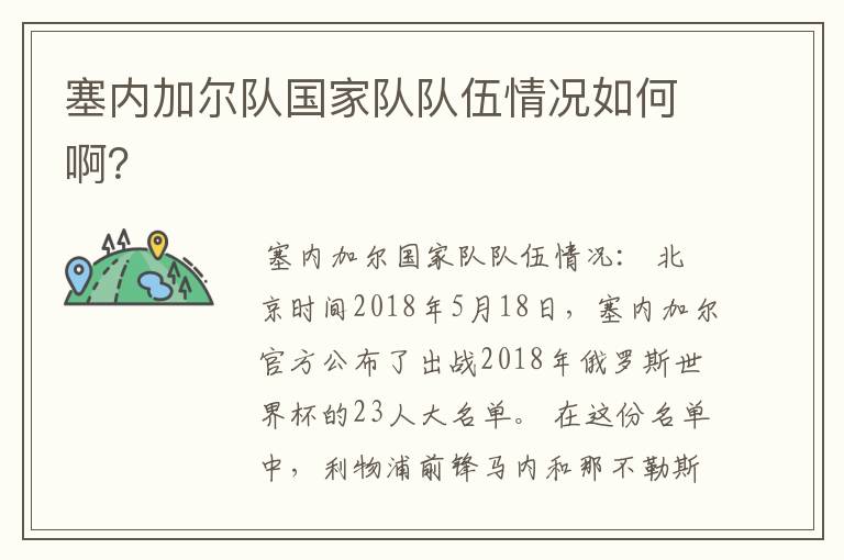 塞内加尔队国家队队伍情况如何啊?