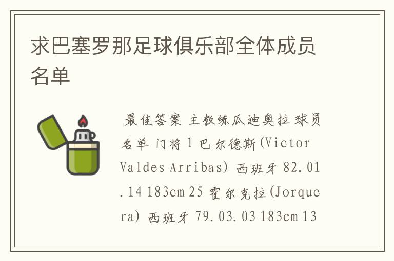 求巴塞罗那足球俱乐部全体成员名单