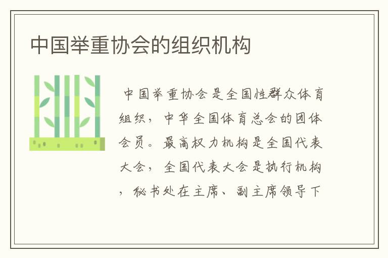 中国举重协会的组织机构