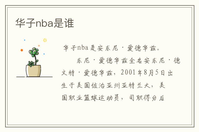 华子nba是谁
