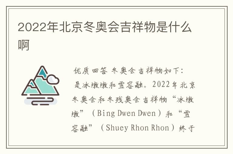 2022年北京冬奥会吉祥物是什么啊