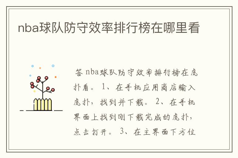 nba球队防守效率排行榜在哪里看