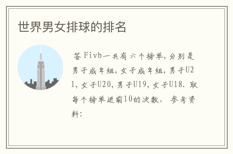 世界男女排球的排名