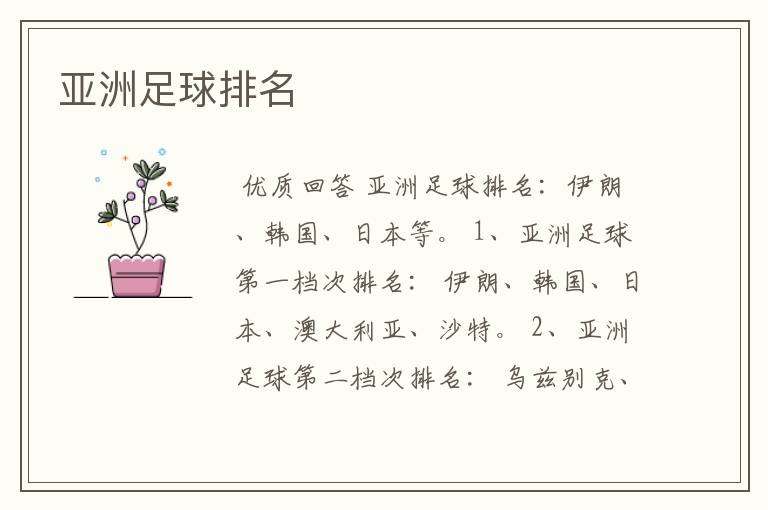 亚洲足球排名