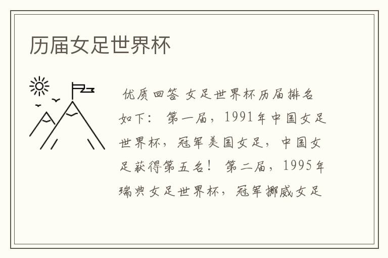 历届女足世界杯