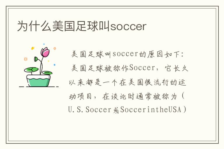 为什么美国足球叫soccer