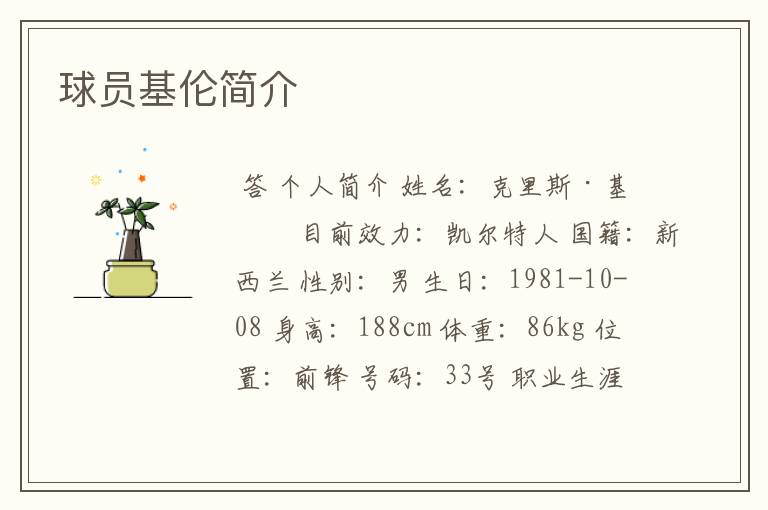 球员基伦简介