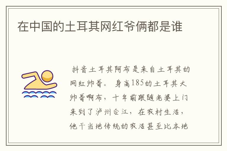 在中国的土耳其网红爷俩都是谁